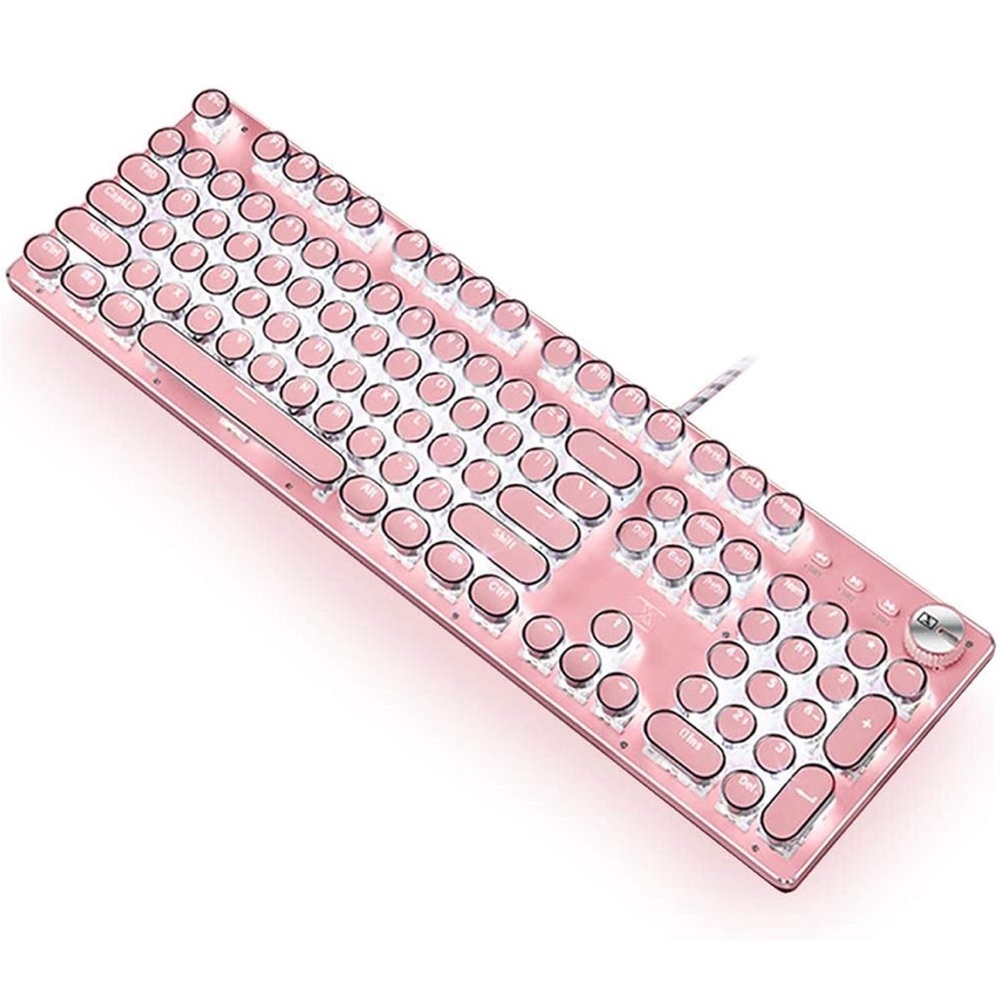 NWT • pink mechanical typewriter style round keys keyboard